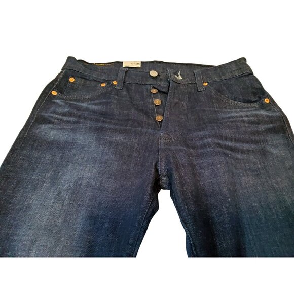 NEW Levis 501 Original Fit 30x32 100% Cotton Dark Wash Denim Jeans Black Button - Picture 6 of 11